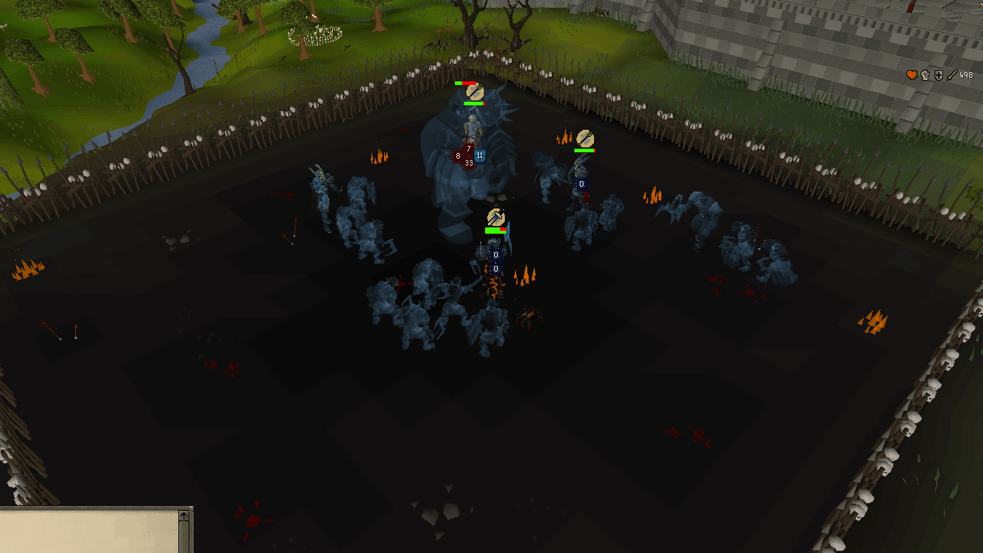 Spectral Bandos in the events arena at home, ringed by his minions
